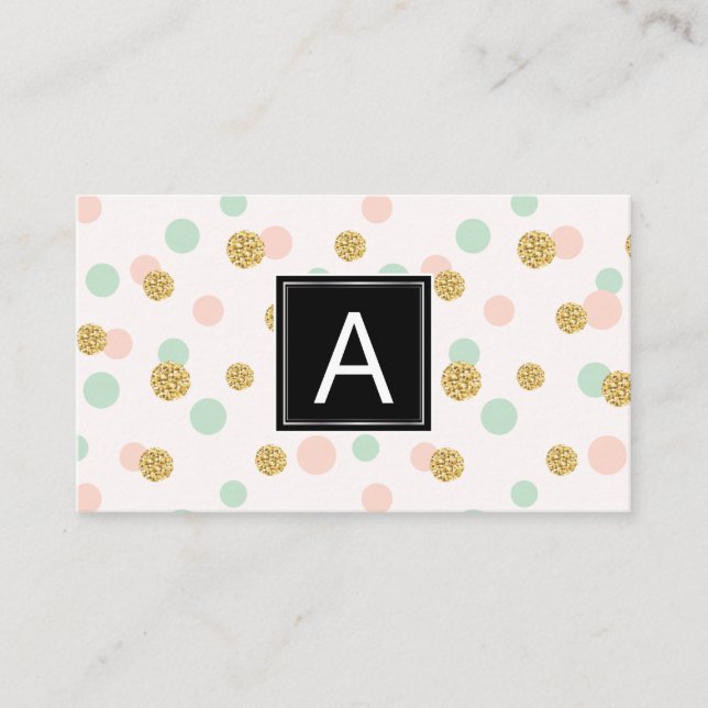 Glitter Polka Dot Pattern Business Card (Front)