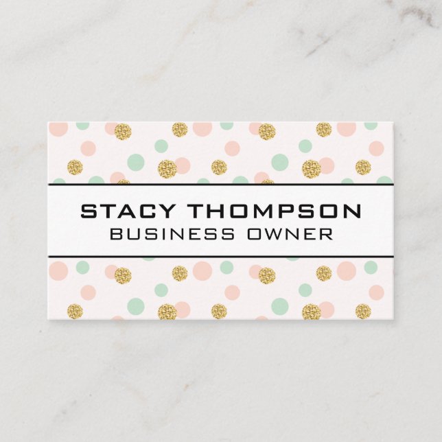 Glitter Polka Dot Pattern Business Card (Front)