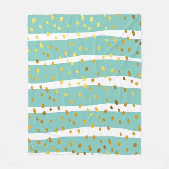 Glitter polka dots and stripes illustration patter fleece blanket (Front)