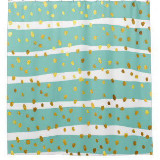 Glitter polka dots and stripes illustration patter shower curtain