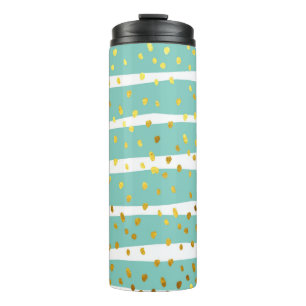 Glitter polka dots and stripes illustration patter thermal tumbler