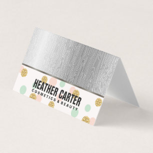 Glitter Polka Dots Natural Line Grain Business Card
