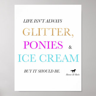 Glitter, Ponies & Ice Cream Colorful Print