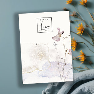 Glitter Pressed Flowers Earrings Logo Display Business Card