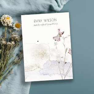 Glitter Pressed Flowers Earrings Stud Display Business Card