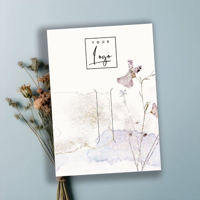 Glitter Pressed Flowers Hairpin Logo Display Business Card (Creator Uploaded)