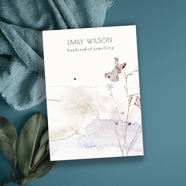 Glitter Pressed Flowers Necklace Earring Display Business Card (Creator Uploaded)