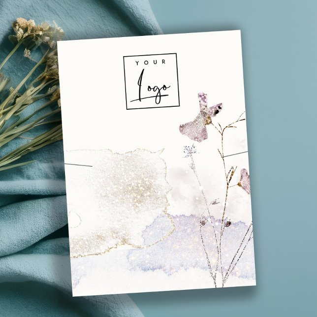 Glitter Pressed Flowers Necklace Logo Display Business Card (Creator Uploaded)