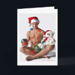 Glitter Pride Gay Christmas Hunk Holiday Card<br><div class="desc">Best wishes for a most awesome holiday,  with pride.</div>