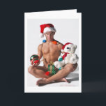 Glitter Pride Gay Christmas Hunk Holiday Card<br><div class="desc">Best wishes for a most awesome holiday,  with pride.</div>