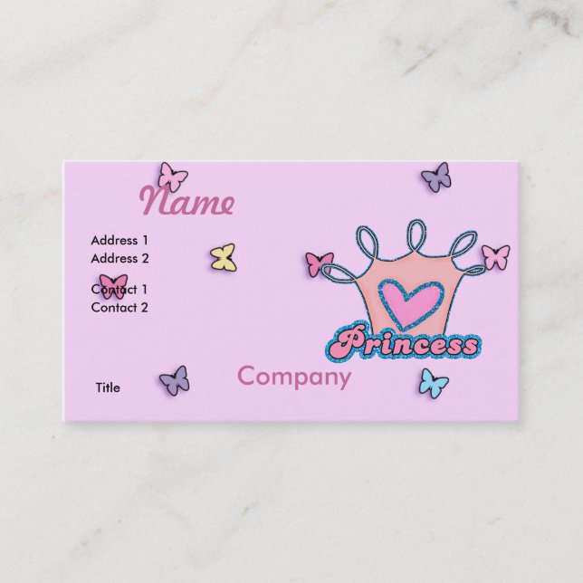 Glitter Princess Design Business Card (Front)