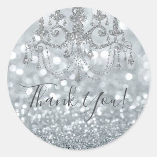 Glitter Princess Silver Sparkle Glamour  Classic Round Sticker