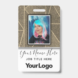 Glitter Professional Corporate Employee Photo Name ID Badge