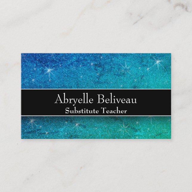 Glitter Professional Substitute Preschool Teachers Business Card (Front)