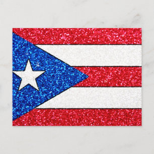 Glitter Puerto Rico flag postcard