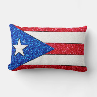 Glitter Puerto Rico flag rectangle pillow
