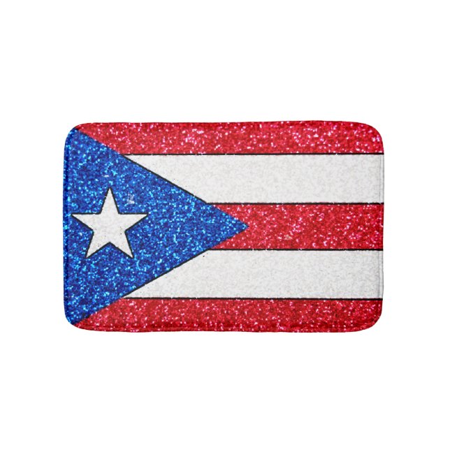Glitter Puerto Rico flag small bath mat (Front)