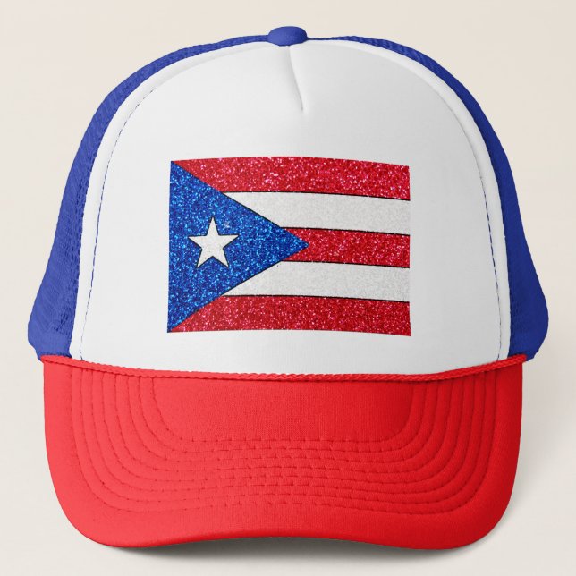 Glitter Puerto Rico flag trucker hat (Front)