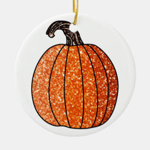 Glitter Pumpkin Ceramic Ornament