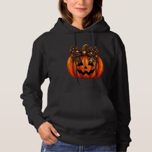 Glitter Pumpkin Halloween Bow – Cute Spooky Decor Hoodie