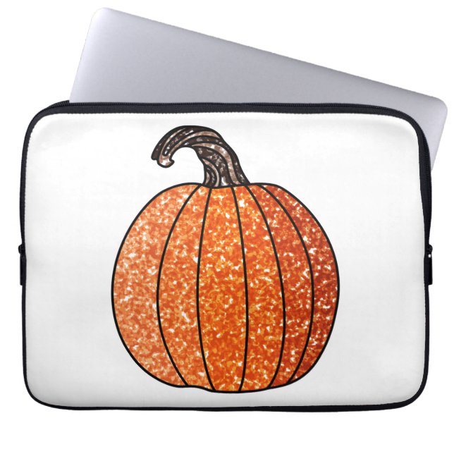 Glitter Pumpkin Laptop Sleeve (Front)