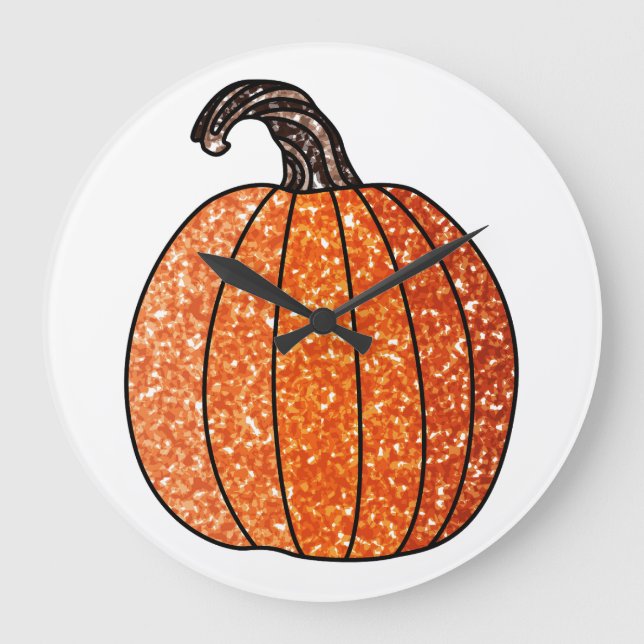Glitter Pumpkin Large Clock (Front)