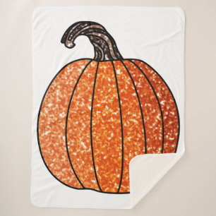 Glitter Pumpkin Sherpa Blanket