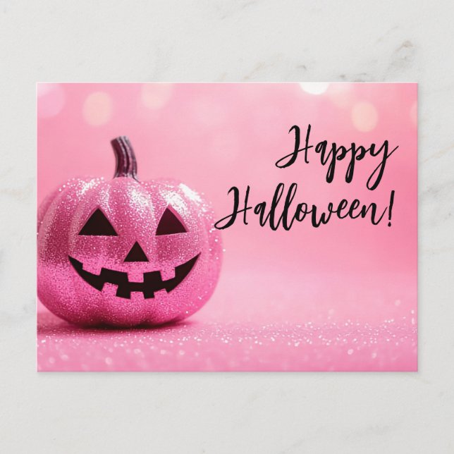 Glitter Pumpkins Halloween Greeting Card (Front)