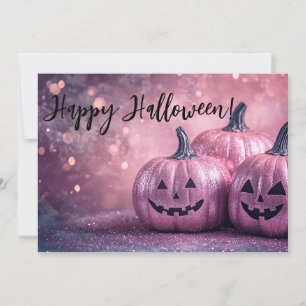 Glitter Pumpkins Halloween Greeting Card