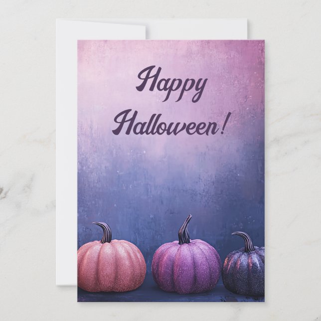 Glitter Pumpkins Halloween Greeting Card (Front)