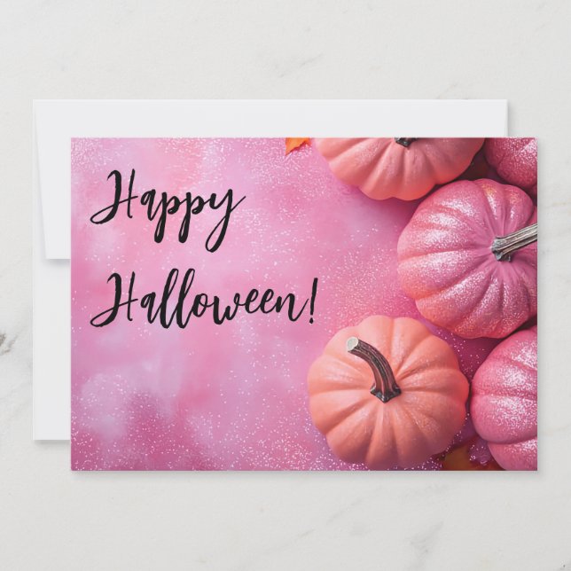 Glitter Pumpkins Halloween Greeting Card (Front)