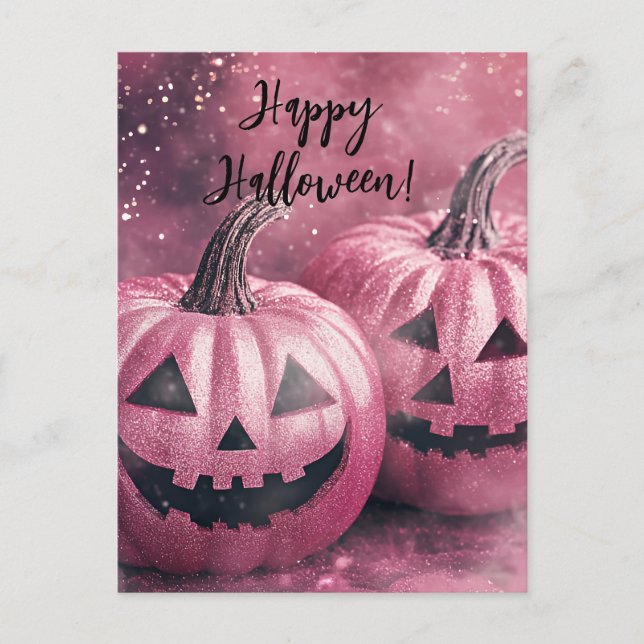 Glitter Pumpkins Halloween Greeting Card (Front)