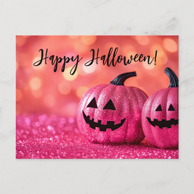 Glitter Pumpkins Halloween Greeting Card (Front)