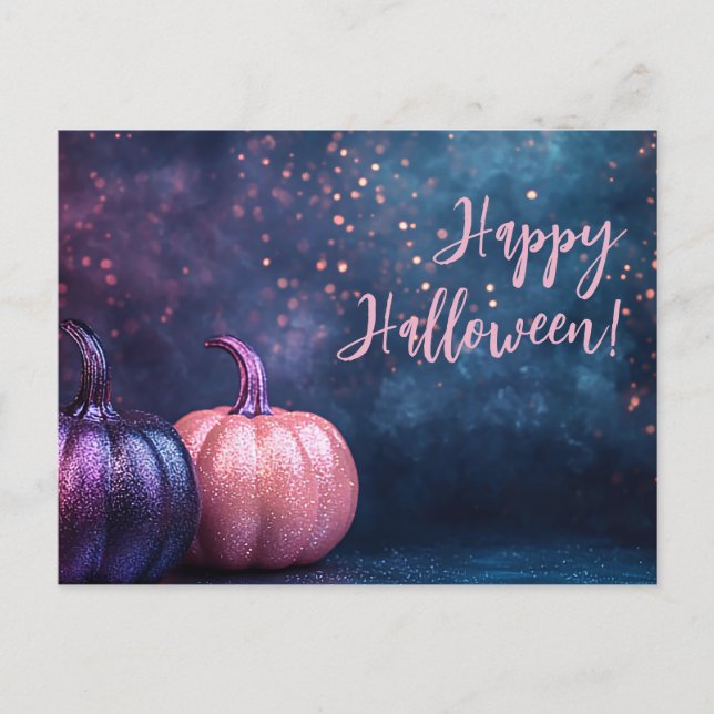 Glitter Pumpkins Halloween Greeting Card (Front)