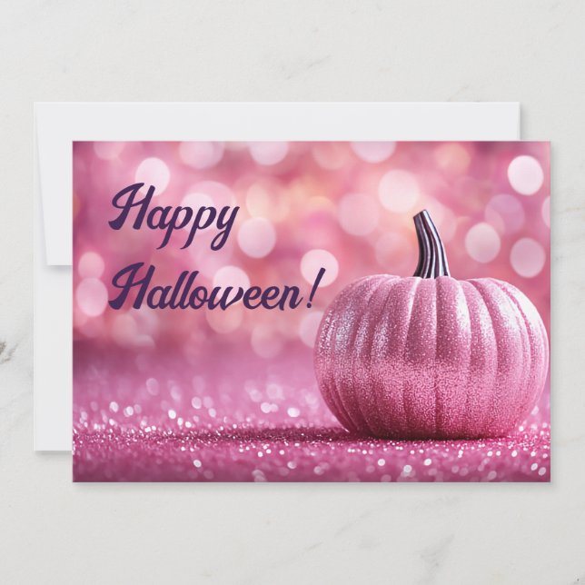 Glitter Pumpkins Halloween Greeting Card (Front)