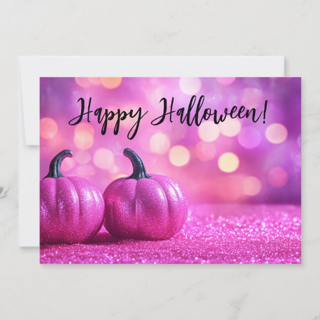 Glitter Pumpkins Halloween Greeting Card (Front)