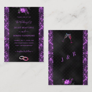 Glitter Purple Black Wedding Invitation Template