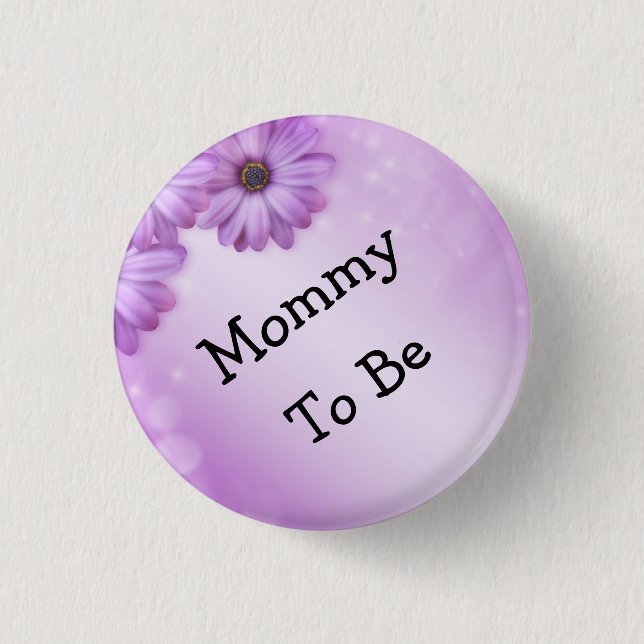 Glitter Purple Flower Bokeh Mummy To Be 3 Cm Round Badge (Front)