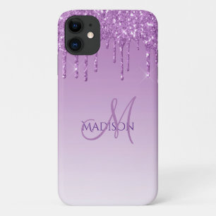 Glitter Purple Name Sparkles Glam Girly Pretty iPhone 11 Case