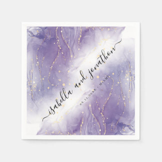 Glitter Purple & Silver Confetti Custom Paper Napkin