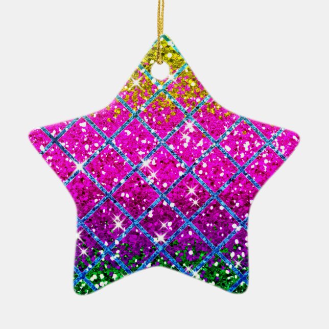 Glitter Purple Snakeskin Ceramic Ornament (Front)