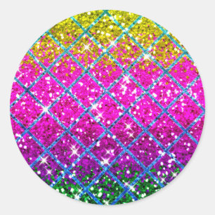 Glitter Purple Snakeskin Classic Round Sticker