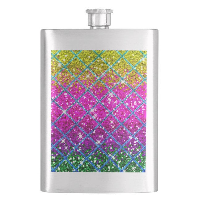 Glitter Purple Snakeskin Hip Flask (Front)