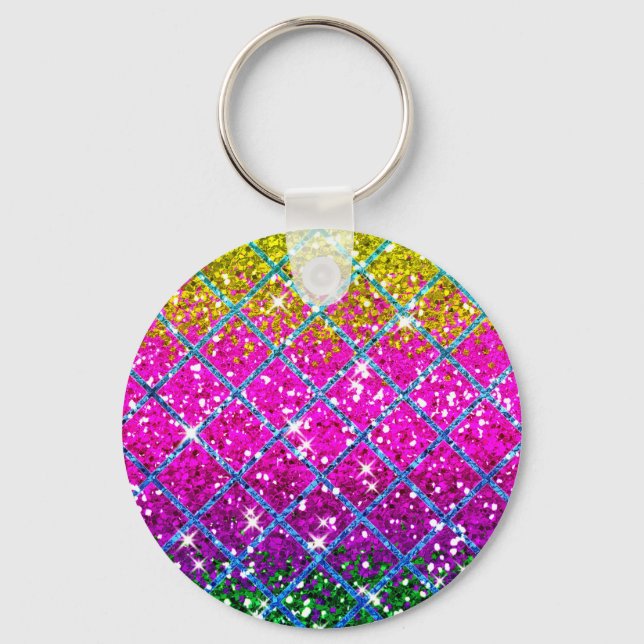 Glitter Purple Snakeskin Key Ring (Front)