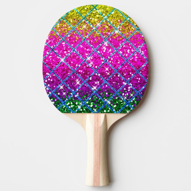 Glitter Purple Snakeskin Ping Pong Paddle (Front)