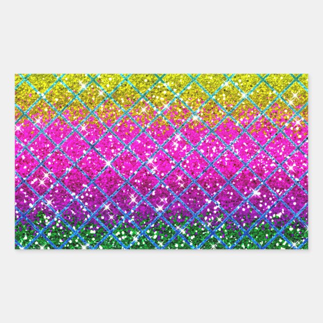 Glitter Purple Snakeskin Rectangular Sticker (Front)