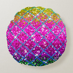 Glitter Purple Snakeskin Round Cushion