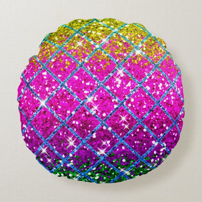Glitter Purple Snakeskin Round Cushion (Front)