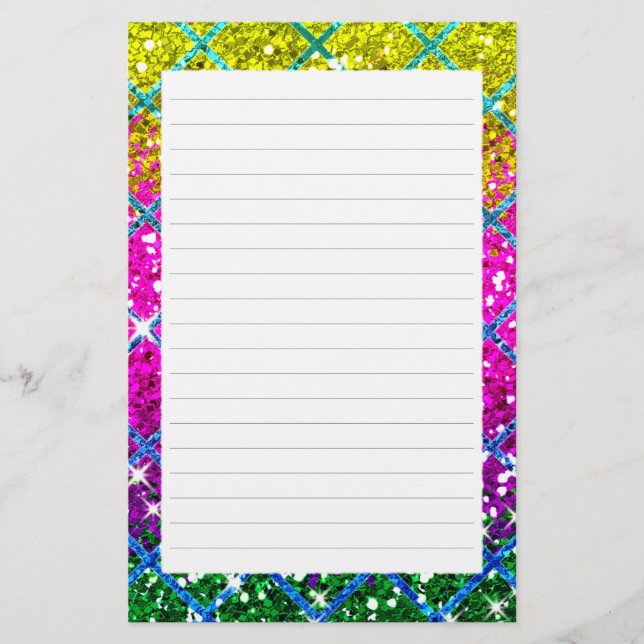 Glitter Purple Snakeskin Stationery (Front)