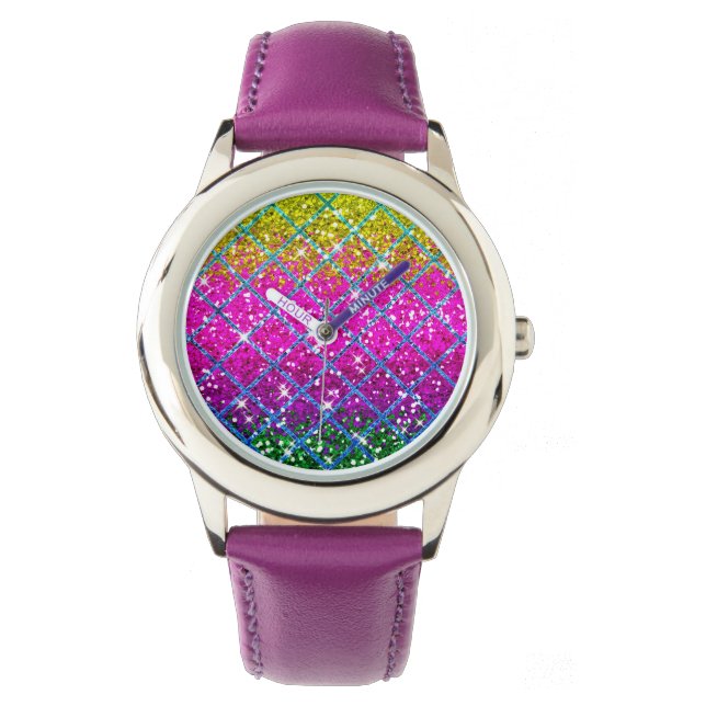Glitter Purple Snakeskin Watch (Front)